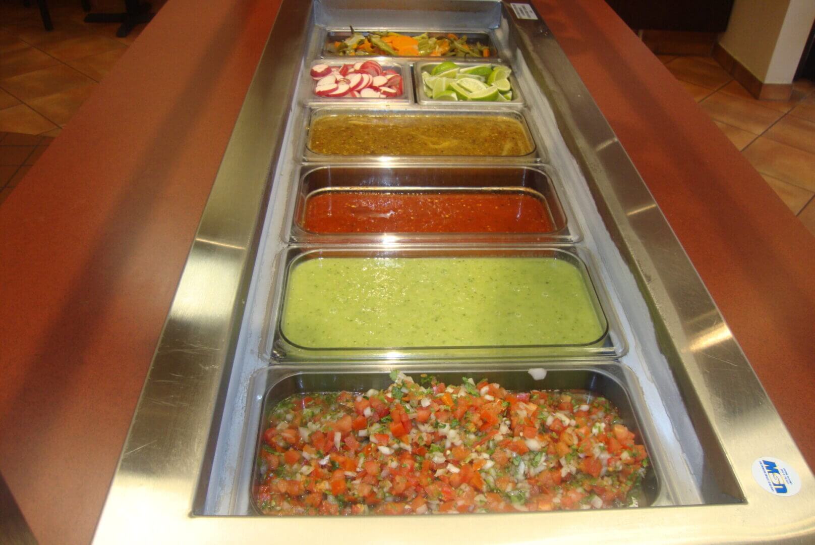 A buffet of different types of food.